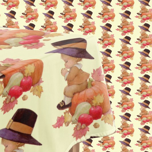 Nappe Garçon pèlerin vintage priant sur Citrouille