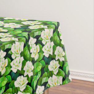 Nappe Gardenias blanches et Feuilles verts de Jade
