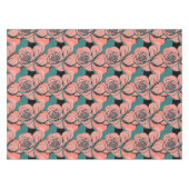 Nappe Geometric Roses In Shades Of Black And Teal  (Devant (Horizontal))