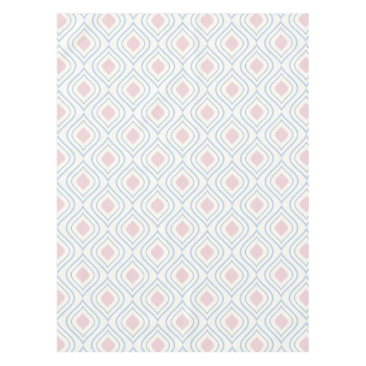 Nappe géométrique Abstraite, bleue, rose et blanc cassé (Devant)