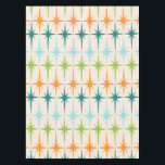 Nappe géométrique vintage de Starbursts<br><div class="desc">Cru. Geometrics. Starbursts. Si vous aimez un quelconque de ces mots, cette rétro nappe géométrique vintage de Starbursts est pour vous. Caractéristiques de conception ce modernes de la moitié du siècle un arrière - plan crème avec des rangées de turquoise, de vert de chaux, d'orange, et de starbursts turquoises. Cette...</div>