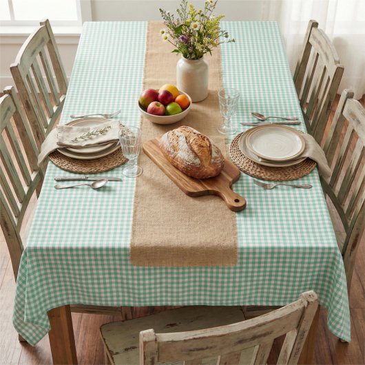 Nappe Gingham carreauté vert menthe de printemps