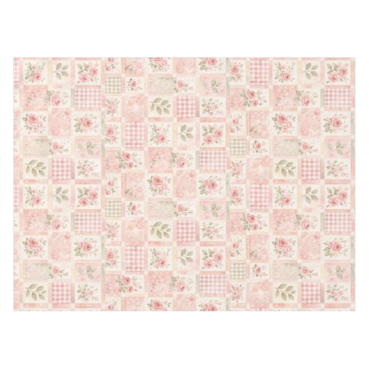 Nappe Girly Rustic Pink Quilt Floral Patchwork Pattern (Devant (Horizontal))