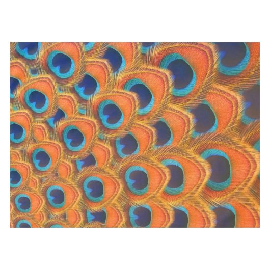 Nappe Glam Boho Orange Blue Peacock Plumes (Devant (Horizontal))