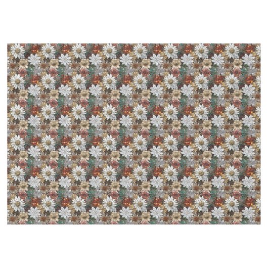 Nappe Glam Champagne Or Rouge Fleurs blanches (Devant (Horizontal))