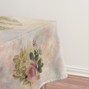 Nappe Glam Steampunk Rose rose et or Rustique Floral