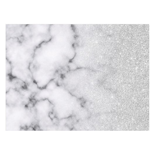 Nappe Glamorous Silver White Glitter Marble Gradient (Devant (Horizontal))