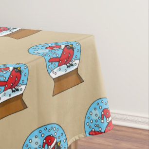 Nappe Globe des neiges avec cardinal rouge mignon
