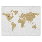 Nappe Gold Foil World Map Custom Moveable Heart Location (Devant (Horizontal))