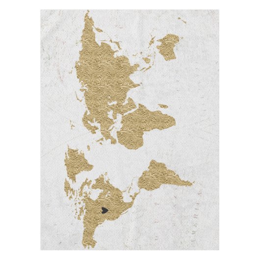 Nappe Gold Foil World Map Custom Moveable Heart Location (Devant)