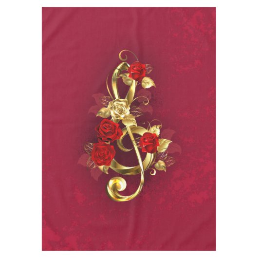 Nappe Golden Treble Clef avec fleurs Roses (Devant)