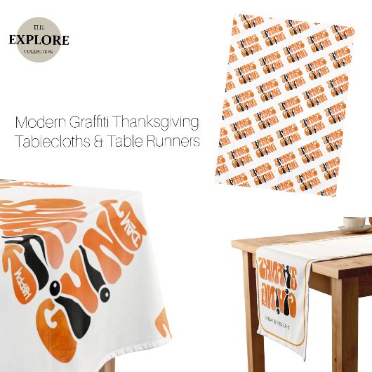 Nappe Graffiti blanc moderne Thanksgiving automne automn