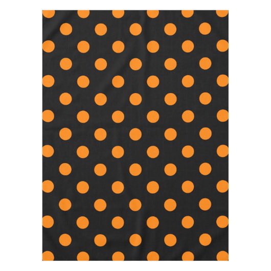 Nappe Grand pois - orange sur le noir (Devant)