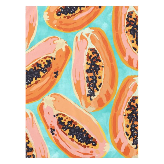 Nappe Grande Peinture aquarelle Papaya, Fruits tropicaux (Devant)