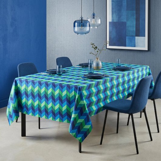 Nappe grande taille à chevrons ombrés bleu-vert