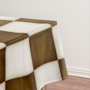 Nappe Grands chèques blancs Brown et anciens 60"x104"