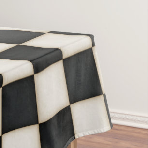 Nappe Grands Chèques blancs noirs et antiquités 60"x84"