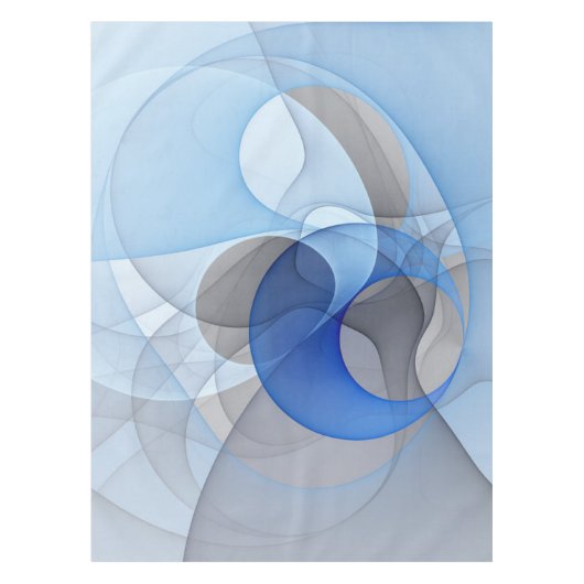 Nappe Graphique d'art fractal gris bleu Abstrait moderne (Devant)