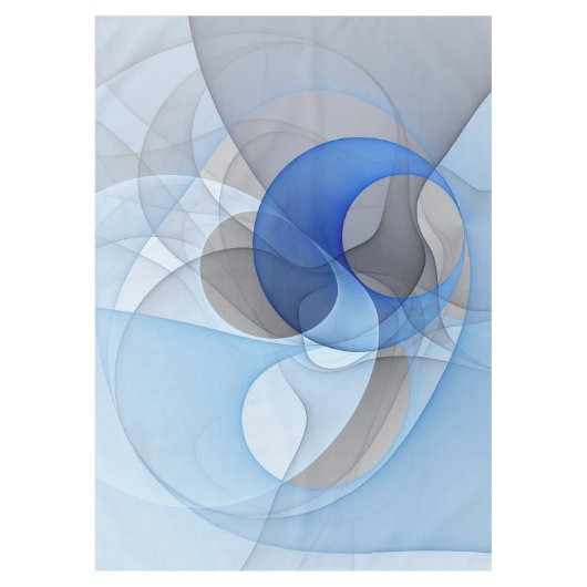 Nappe Graphique d'art fractal gris bleu Abstrait moderne (Devant)