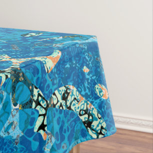 Nappe Graphisme bleu orange noir pointé Abstraction