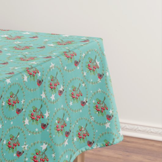 Nappe Gray Star Aqua Red Robin Wreath Noël (In Situ)