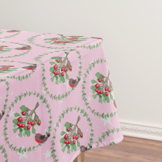 Nappe Gray Star rose rouge Robin Wreath Noël (In Situ)