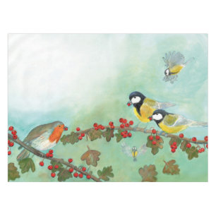 Nappe Great Tit Birds, Red Robin & Hawthorn