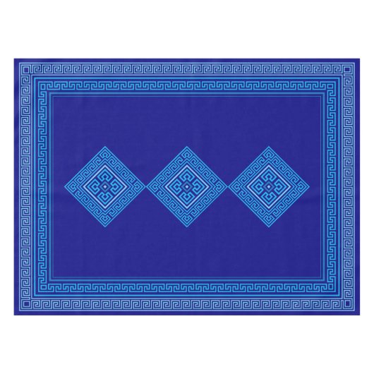 Nappe Grec Mander - Clé grecque - Nuances de bleu (Devant (Horizontal))