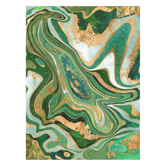 Nappe Green and gold liquid marble abstract (Devant)