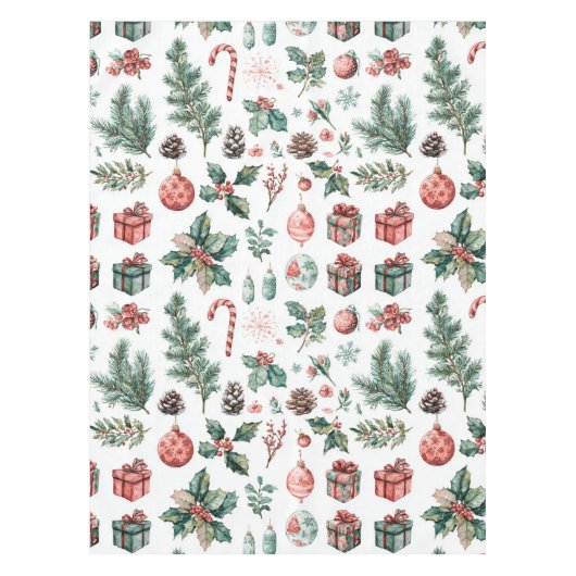 Nappe Green Red Holiday Watercolor Pine Berry Whimsical (Devant)