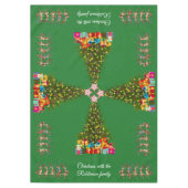 Nappe Green Whimsical Christmas Tree Quirky Reindeers (Devant)
