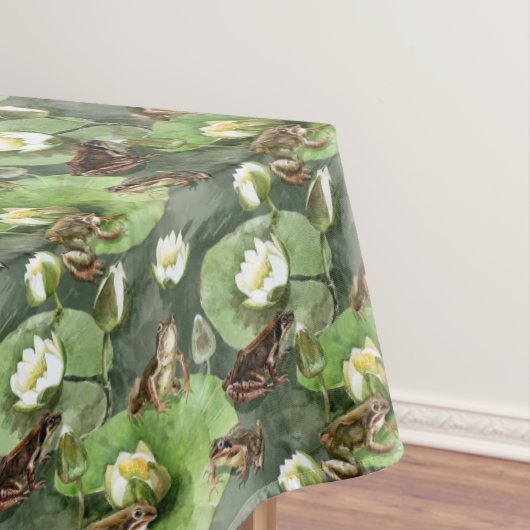 Nappe Grenouilles vert et blanc nénuphars (In Situ)