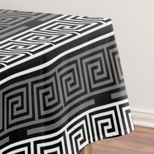 Nappe Gris Blanc Noir Clé grecque Fret Motif Design