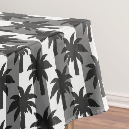 Nappe Gris Blanc Tropical Palmiers Stripes Design