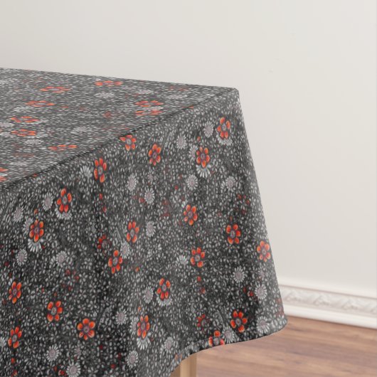 Nappe Gris & Orange Motif Floral Subtil Cute Boho Chic (In Situ)