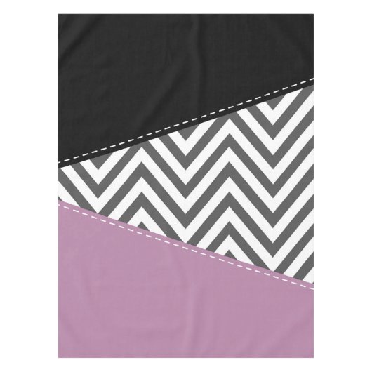 Nappe Gris Zigzag, Gris Chevron, Motif Zigzag, Violet (Devant)