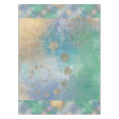 Nappe Grunge Côtière | Aquarelle bleu et vert or (Devant)
