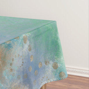 Nappe Grunge Côtière Aquarelle bleu et vert or
