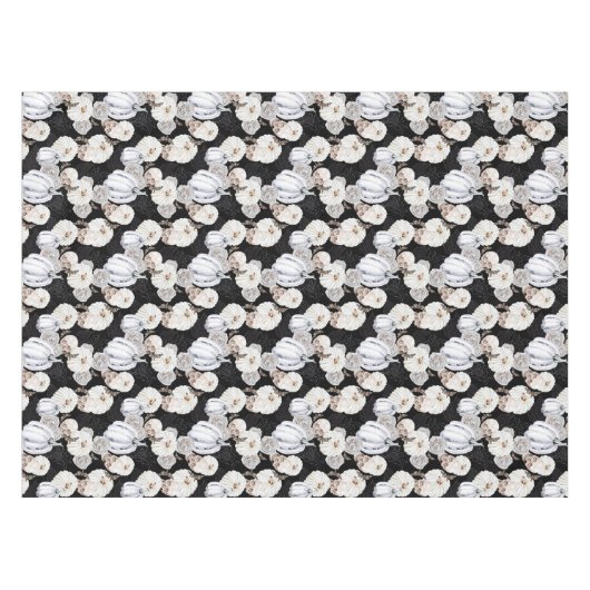 Nappe Halloween Aquarelle Citrouille Crânes Noir Blanc (Devant (Horizontal))