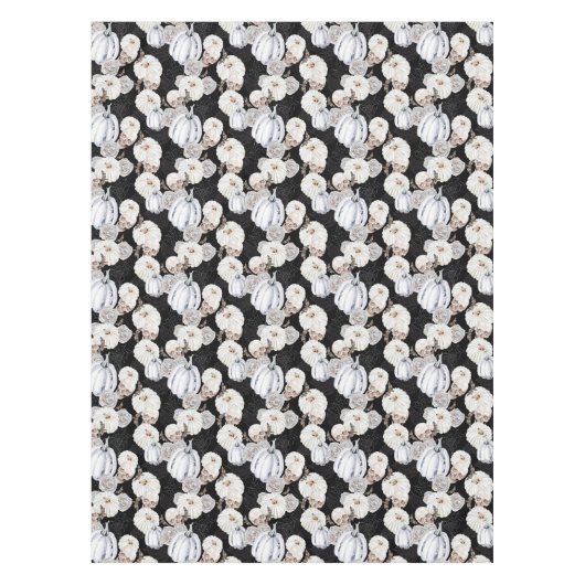 Nappe Halloween Aquarelle Citrouille Crânes Noir Blanc (Devant)