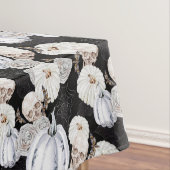 Nappe Halloween Aquarelle Citrouille Crânes Noir Blanc (In Situ)