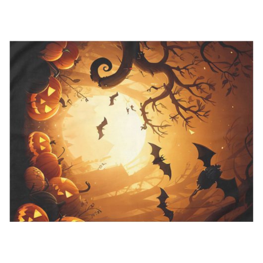 Nappe Halloween/chauve-souris/Citrouille/automne (Devant (Horizontal))