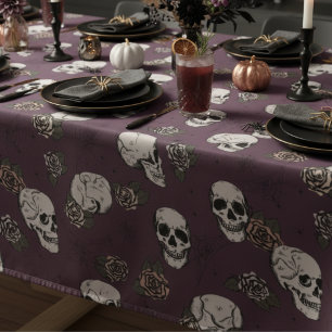 Nappe Halloween gothique marron et Rose