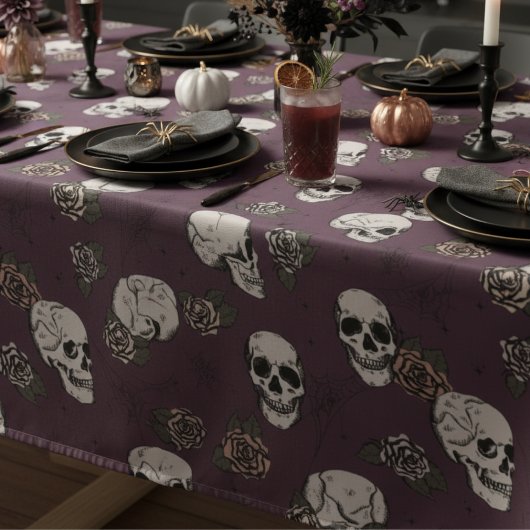 Nappe Halloween gothique marron et Rose