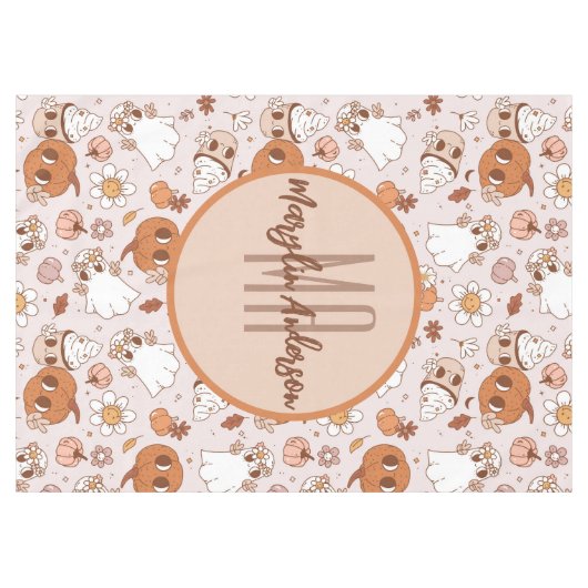 NAPPE HALLOWEEN RETRO CITROUILLES SUPER ET GHOSTS (Devant (Horizontal))