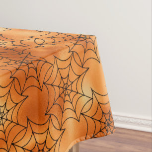 Nappe Halloween sans couture feuille d'orange et toiles
