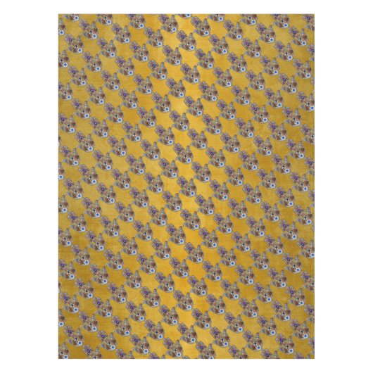 Nappe Hamsa Coeurs Fleurs Opal Art sur Or (Devant)