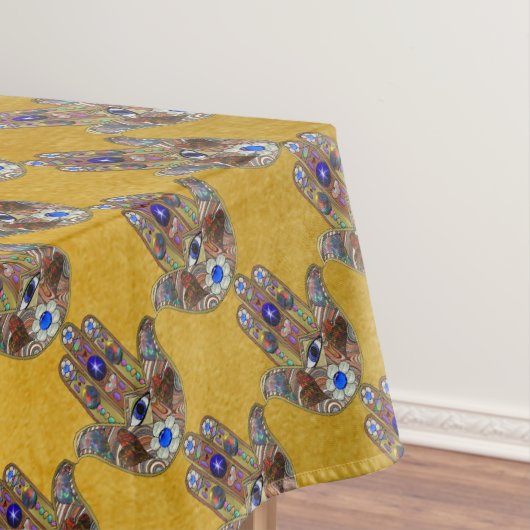 Nappe Hamsa Coeurs Fleurs Opal Art sur Or (In Situ)