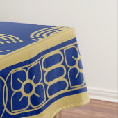 Nappe Hanukkah Festival Party Gold Menorah blue pattern (In Situ)
