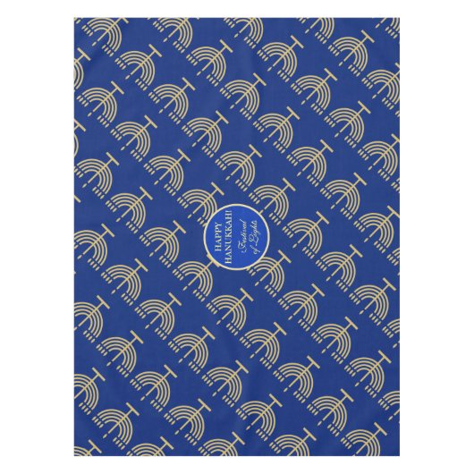 Nappe Hanukkah Festival Party Gold Menorah blue pattern (Devant)